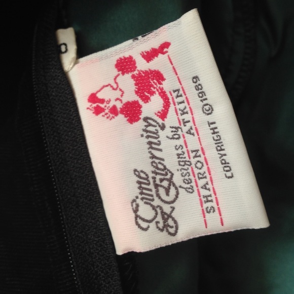 Vintage dress, greenish blue and black size Small - Picture 6 of 8